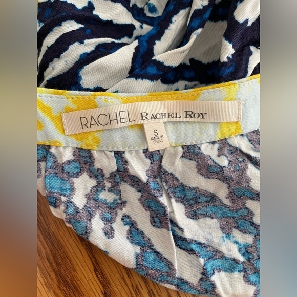 Rachel Rachel Roy Blue & Yellow Abstract Print Button Up Dress Size Small - Picture 8 of 11